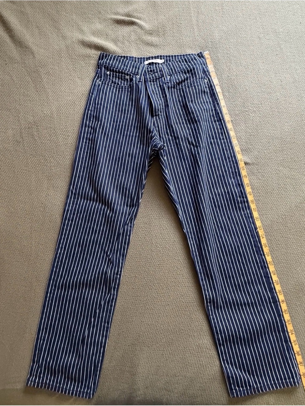 Levi Wedgie Straight Blue And White Pinstripes Size 27